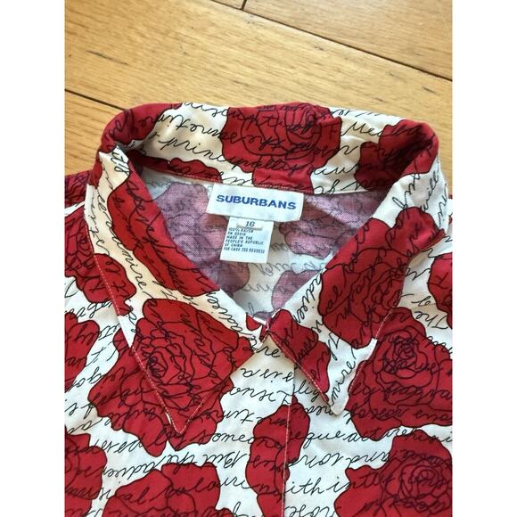 RARE VINTAGE Suburbans Button Down Roses Size 16 Or XL Womens - Picture 2 of 3